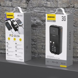Батарея універсальна Dudao 30000mAh K15 MAX 22.5W, PD, QC, USB-A, Lightning, USB-C(In/Out), with USB-C/Lightning cables (6977196682478)