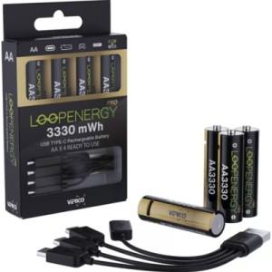 Акумулятор Verico AA USB Type-C 2220mAh/3330mWh-1.5V Li-ion 4шт./уп. (Loop Energy PRO) (1UDBT-A6WEAC-NN)