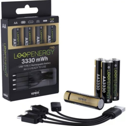 Аккумулятор Verico AA USB Type-C 2220mAh/3330mWh-1.5V Li-ion 4шт./уп. (Loop Energy PRO) (1UDBT-A6WEAC-NN) Аккумулятор Verico AA USB Type-C 2220mAh/3330mWh-1.5V Li-ion 4шт./уп. (Loop Energy PRO) (1UDBT-A6WEAC-NN)