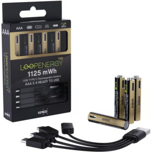 Аккумулятор Verico AAA USB Type-C 750mAh/1125mWh-1.5V Li-ion 4шт./уп. (Loop Energy PRO) (1UDBT-A7WEAC-NN) Аккумулятор Verico AAA USB Type-C 750mAh/1125mWh-1.5V Li-ion 4шт./уп. (Loop Energy PRO) (1UDBT-A7WEAC-NN)