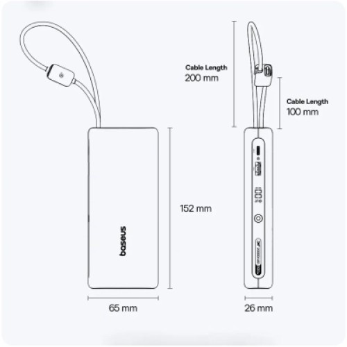 Батарея универсальная Baseus 25000mAh EnerFill FC41 145W, PD/3.1, QC/4.0, Black (E0028H01)