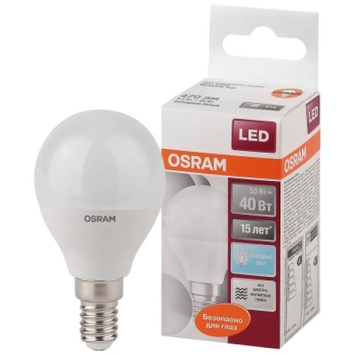 Лампочка Osram CL P40 5,5W/840 230V FR E14 (4058075056930) Лампочка Osram CL P40 5,5W/840 230V FR E14 (4058075056930)