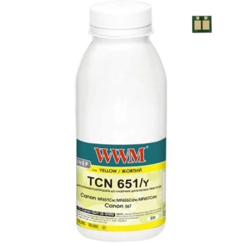 Тонер Canon MF651Cw/MF655Cdw/MF657Cdw, Canon 067 35г Yellow chip WWM (TC-Can067Y-35-WWM) Тонер Canon MF651Cw/MF655Cdw/MF657Cdw, Canon 067 35г Yellow chip WWM (TC-Can067Y-35-WWM)