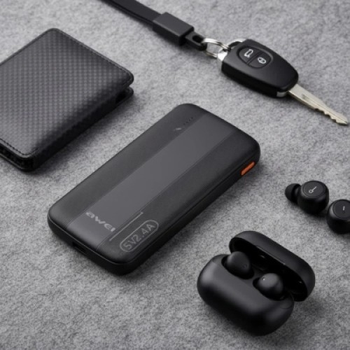 Батарея универсальная AWEI 10000mAh P20K, 12W, Black (6954284009744)