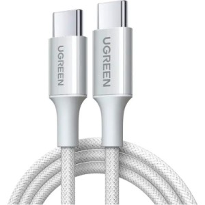 Дата кабель USB-C to USB-C 2.0m PD100W 5A braided L502 white Ugreen (35221)