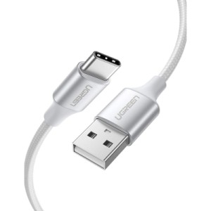 Дата кабель USB 2.0 AM to USB-C 0.25m 3A braided US288 white Ugreen (60129)