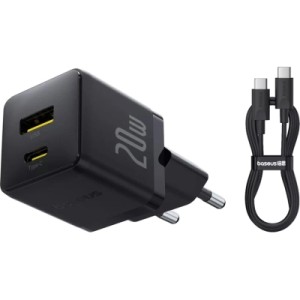 Зарядное устройство Baseus 1xUSB-C PD20W + 1xUSB + cable USB-C to USB-C white (P10111608113-01)