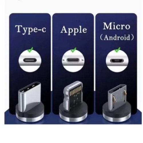 Дата кабель USB 2.0 AM to Lightning + Micro 5P + Type-C magnetic black Denmen (DN-D09E-BK)