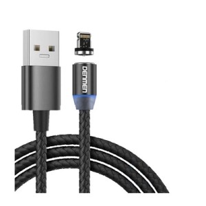 Дата кабель USB 2.0 AM to Lightning magnetic black Denmen (DN-D09L-BK)