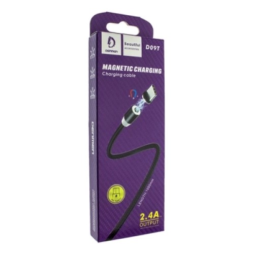 Дата кабель USB 2.0 AM to USB-C magnetic black Denmen (DN-D09T-BK)