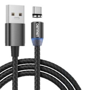 Дата кабель USB 2.0 AM to USB-C magnetic black Denmen (DN-D09T-BK)