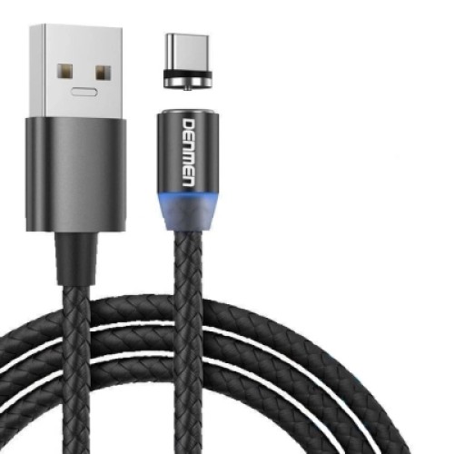 Дата кабель USB 2.0 AM to USB-C magnetic black Denmen (DN-D09T-BK)