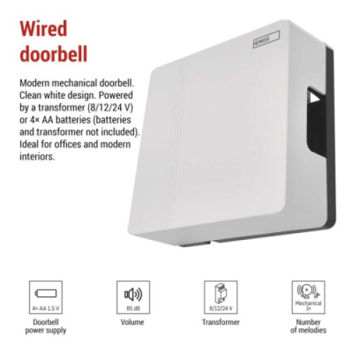 Дверной звонок EMOS P57101 Wired 4AA (1.5V) or 8/12/24V (P57101)