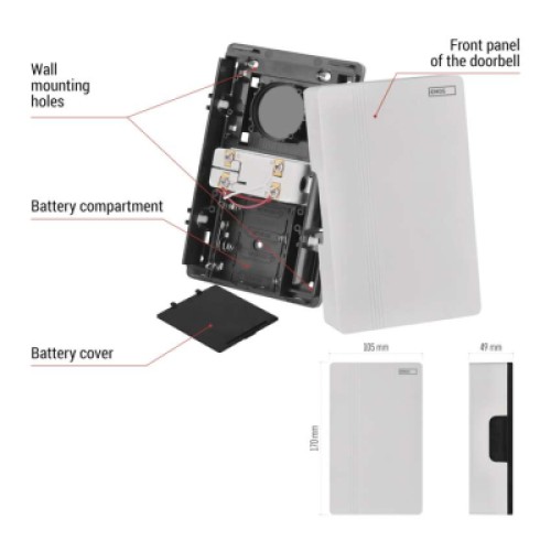 Дверной звонок EMOS P57102 Wiredl 4AA (1.5V) or 8/12/24V (P57102)