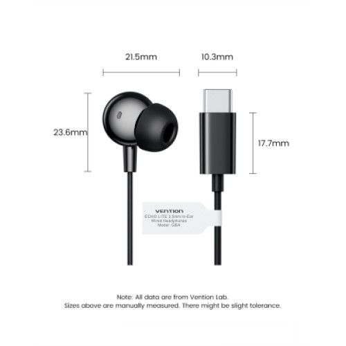 Наушники Vention Echo Lite USB-C In-Ear Wired Black (GBBBAV)
