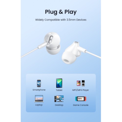 Наушники Vention Echo Lite 3.5mm In-Ear Wired White (GBAWAV)
