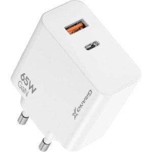 Зарядний пристрій Grand-X GaN 1xUSB-C + 1xUSB 65W PD3.0 QC4.0 AFC SCP FCP white (CH-960W)