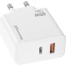 Зарядное устройство Grand-X GaN 1xUSB-C + 1xUSB 65W PD3.0 QC4.0 AFC SCP FCP white (CH-960W)