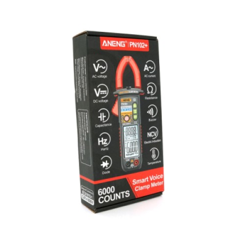 Токовые клещи ANENG PN102 V (AC/DC), A (AC), Ω, C, Hz (NCV). Data Hold, прозвонка, тест диодов, подсветка. (PN102)