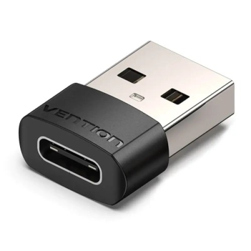 Переходник USB 2.0 AМ to USB Type-C (F) Black PVC Vention (CDWB0)