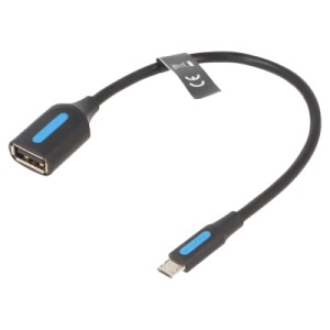 Переходник USB 2.0 Micro BM to USB AF (OTG) 0.15m Black PVC Vention (CCUBB)