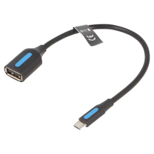 Переходник USB 2.0 Micro BM to USB AF (OTG) 0.15m Black PVC Vention (CCUBB)