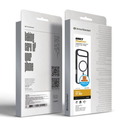 Чехол для мобильного телефона Armorstandart Unit MagCase Apple iPhone 17 Air Black + Orange Button Set (ARM90582)