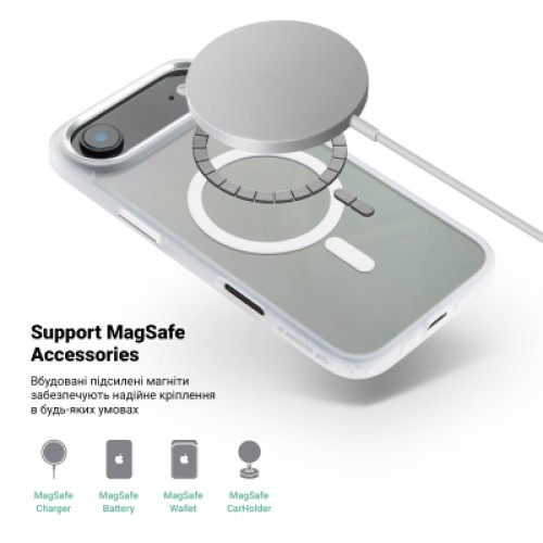 Чехол для мобильного телефона Armorstandart Unit MagCase Apple iPhone 17 Air Clear Silver + Orange Button Set (ARM90583)