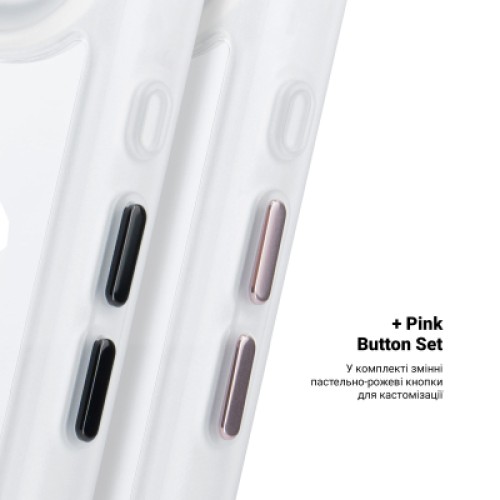 Чехол для мобильного телефона Armorstandart Unit MagCase Apple iPhone 17 Air Clear Silver + Pink Button Set (ARM90584)
