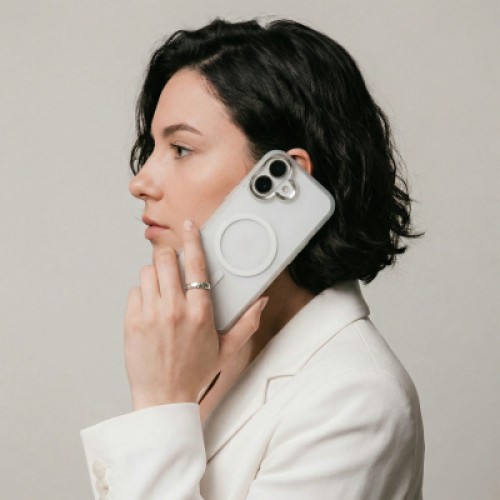 Чехол для мобильного телефона Armorstandart Unit MagCase Apple iPhone 17 Clear Silver + Orange Button Set (ARM90581)