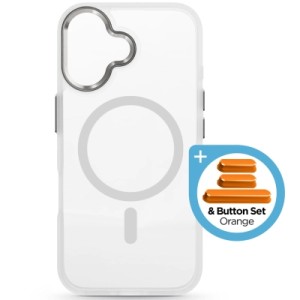 Чехол для мобильного телефона Armorstandart Unit MagCase Apple iPhone 17 Clear Silver + Orange Button Set (ARM90581)