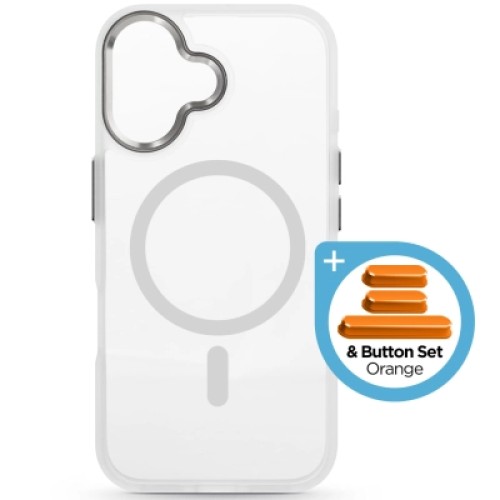 Чехол для мобильного телефона Armorstandart Unit MagCase Apple iPhone 17 Clear Silver + Orange Button Set (ARM90581)