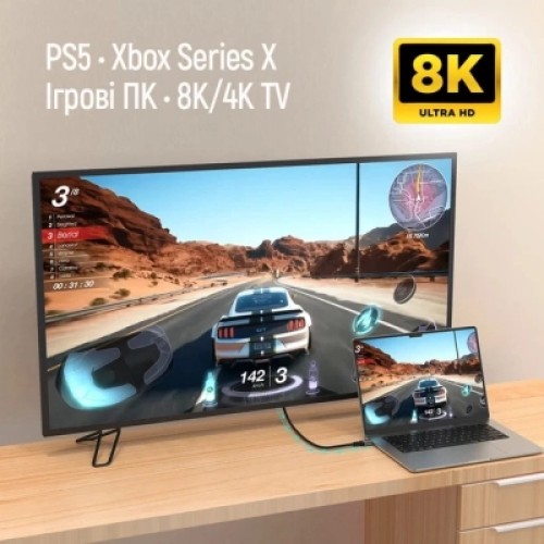 Кабель мультимедийный HDMI M to HDMI M 2.0m V2.1 8K black ColorWay (CW-CBHD088-BK)