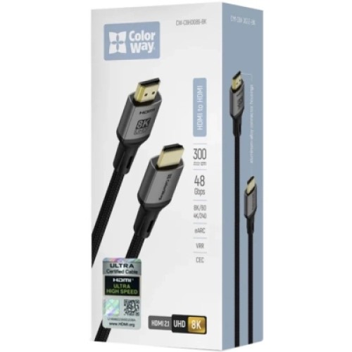 Кабель мультимедийный HDMI M to HDMI M 3.0m V2.1 8K black ColorWay (CW-CBHD089-BK)