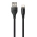 Дата кабель USB 2.0 AM to USB-C 0.3m cylindric nylon back Vinga (VCPDCTCCANB03BK)