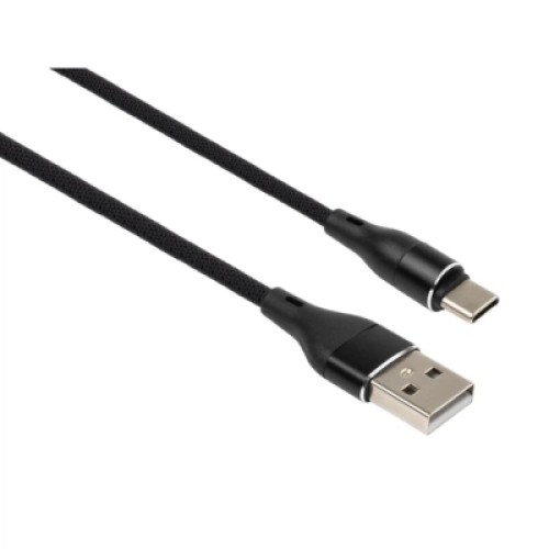 Дата кабель USB 2.0 AM to USB-C 0.3m cylindric nylon back Vinga (VCPDCTCCANB03BK)