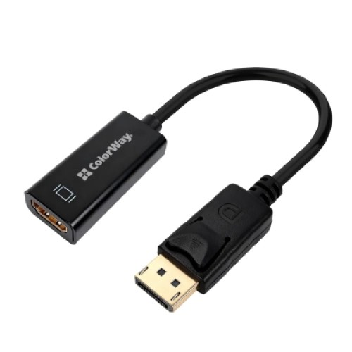Переходник HDMI F to DisplayPort M 4K30Hz black ColorWay (CW-AD-DPHD)
