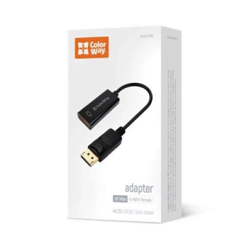 Переходник HDMI F to DisplayPort M 4K30Hz black ColorWay (CW-AD-DPHD)