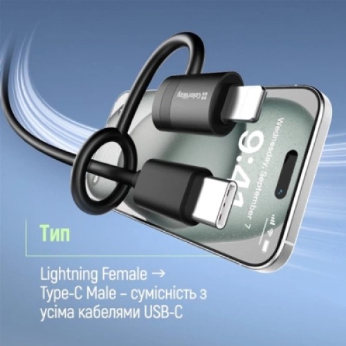 Переходник USB-C F to Lightning M black ColorWay (CW-AD-LC)