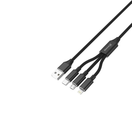 Дата кабель USB 2.0 AM to Lightning + Micro 5P + USB-C 1.0m 2.4-3A black Grand-X (PX-31B) Дата кабель USB 2.0 AM to Lightning + Micro 5P + USB-C 1.0m 2.4-3A black Grand-X (PX-31B)