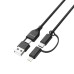 Дата кабель USB-C + USB-A to Lightning + Micro 5P + USB-C 1.0m 2.4-3A black Grand-X (PX-41B)