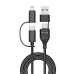 Дата кабель USB-C + USB-A to Lightning + Micro 5P + USB-C 1.0m 2.4-3A black Grand-X (PX-41B)