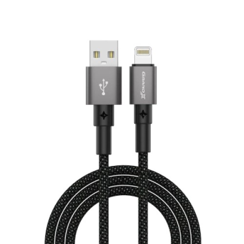 Дата кабель USB 2.0 AM to Lightning 1.0m 2.4A black Grand-X (PL-08B)