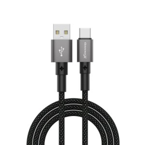 Дата кабель USB 2.0 AM to USB-C 1.0m 3A nylon black Grand-X (PC-08B)