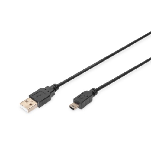 Дата кабель USB 2.0 AM to Mini 5P 3.0m black Digitus (AK-300130-030-S)
