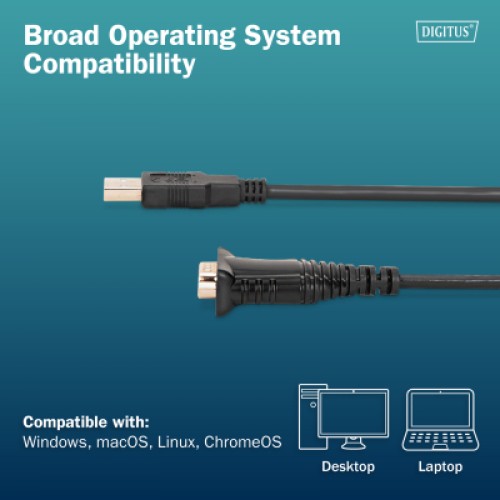 Кабель для передачи данных USB 2.0 AM to COM 1.8m DB9 RS232 FT232RNL black Digitus (DA-70172)