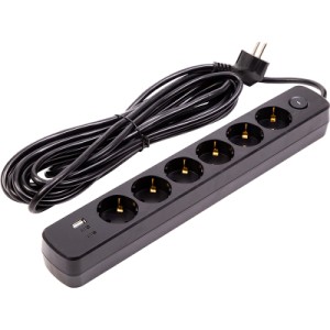 Сетевой фильтр питания PowerPlant 7м, 6 розеток,USB, Type-C (YS-N6086/7c) (EX610686)
