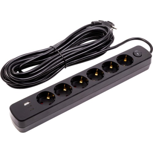 Сетевой фильтр питания PowerPlant 10м, 6 розеток,USB, Type-C (YS-N6086/10c) (EX610693) Сетевой фильтр питания PowerPlant 10м, 6 розеток,USB, Type-C (YS-N6086/10c) (EX610693)