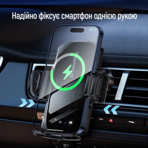 Универсальный автодержатель ColorWay FlameGrip, автозажим, Wireless Charger 15W Black (CW-CHAW070Q-BK) Универсальный автодержатель ColorWay FlameGrip, автозажим, Wireless Charger 15W Black (CW-CHAW070Q-BK)