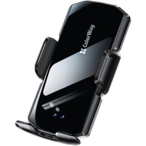 Универсальный автодержатель ColorWay FlameGrip, автозажим, Wireless Charger 15W Black (CW-CHAW070Q-BK)